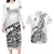 New Zealand Silver Fern Rugby Couples Matching Long Sleeve Bodycon Dress and Hawaiian Shirt Aotearoa Kiwi Maori White Version - Wonder Print Shop