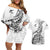 New Zealand Silver Fern Rugby Couples Matching Off Shoulder Short Dress and Hawaiian Shirt Aotearoa Kiwi Maori White Version - Wonder Print Shop