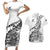 New Zealand Silver Fern Rugby Couples Matching Short Sleeve Bodycon Dress and Hawaiian Shirt Aotearoa Kiwi Maori White Version - Wonder Print Shop