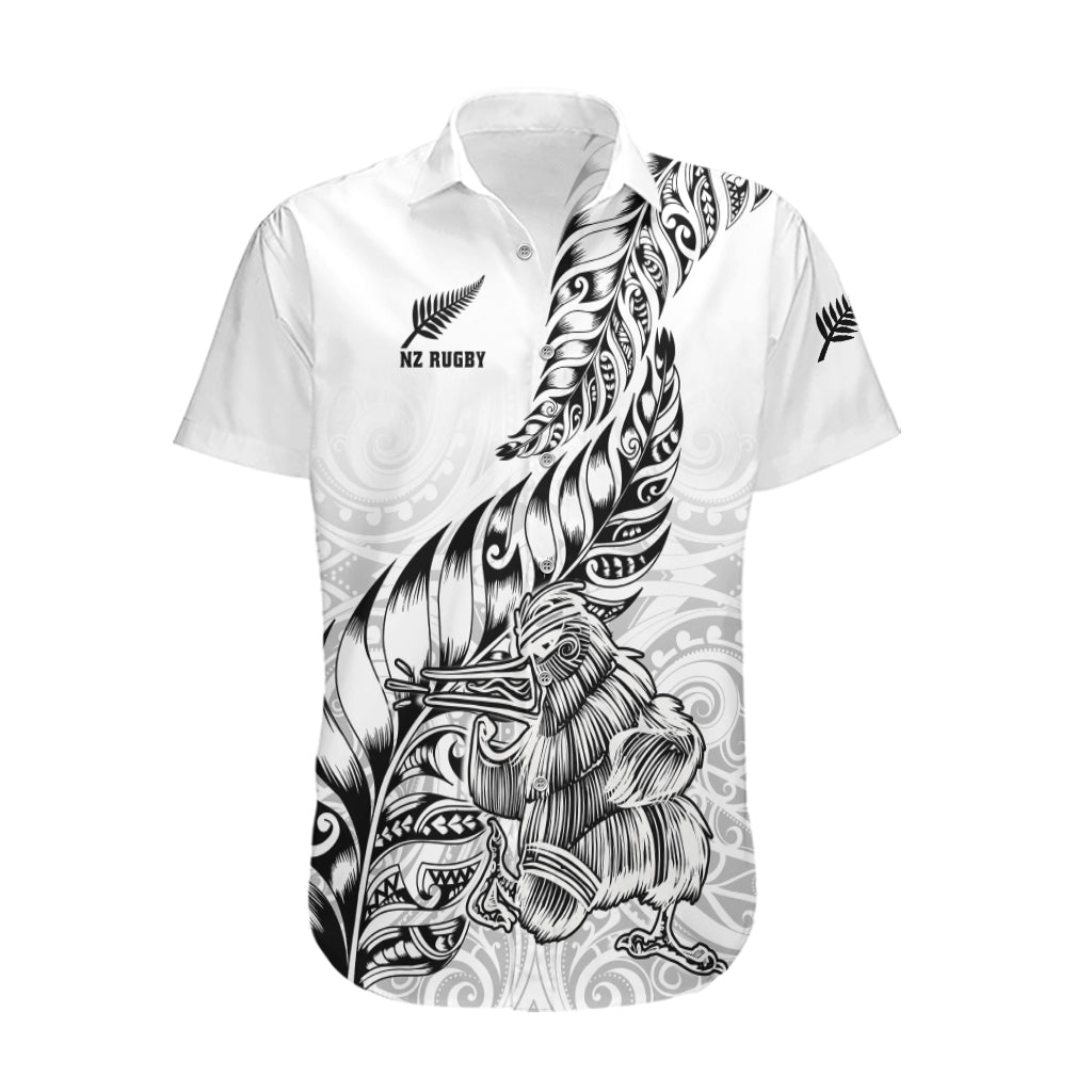 New Zealand Silver Fern Rugby Hawaiian Shirt Aotearoa Kiwi Maori White Version - Wonder Print Shop