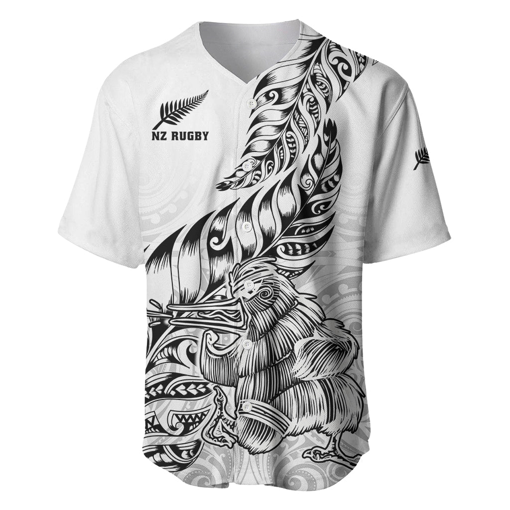 Custom New Zealand Silver Fern Rugby Baseball Jersey Aotearoa Kiwi Maori White Version - Wonder Print Shop