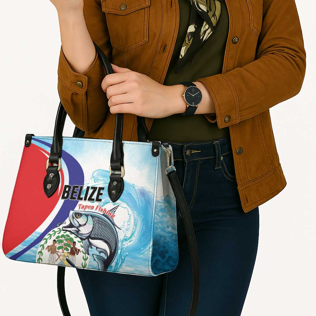 Belize Tarpon Fishing Leather Bag Belize Where the Silver King Reigns - Wonder Print Shop