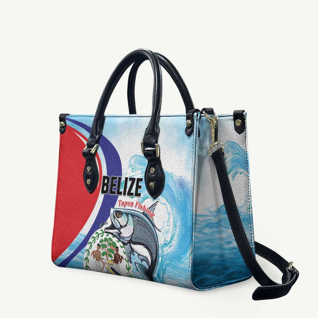 Belize Tarpon Fishing Leather Bag Belize Where the Silver King Reigns - Wonder Print Shop