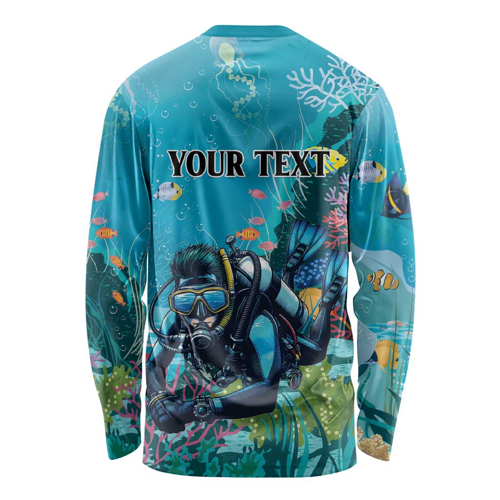 Personalized Scuba Diving Long Sleeve Shirt Explore The Depths Discover Yourself - Wonder Print Shop