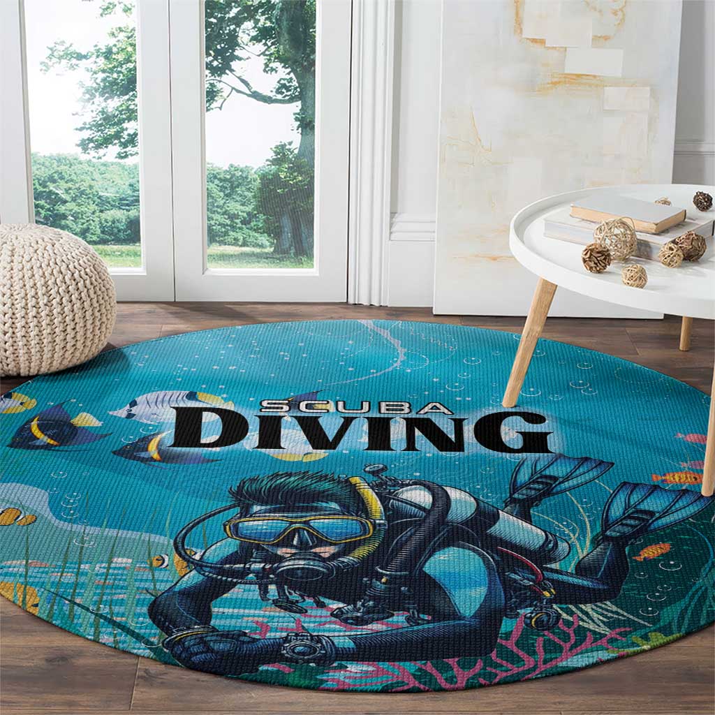 Scuba Diving Round Carpet Explore The Depths Discover Yourself - Wonder Print Shop