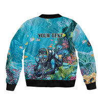 Personalized Scuba Diving Sleeve Zip Bomber Jacket Explore The Depths Discover Yourself - Wonder Print Shop