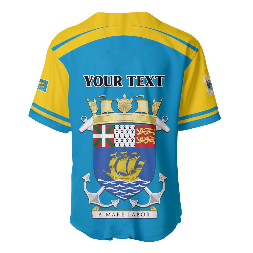 Personalized Saint Pierre and Miquelon Baseball Jersey A Mare Labor - Wonder Print Shop