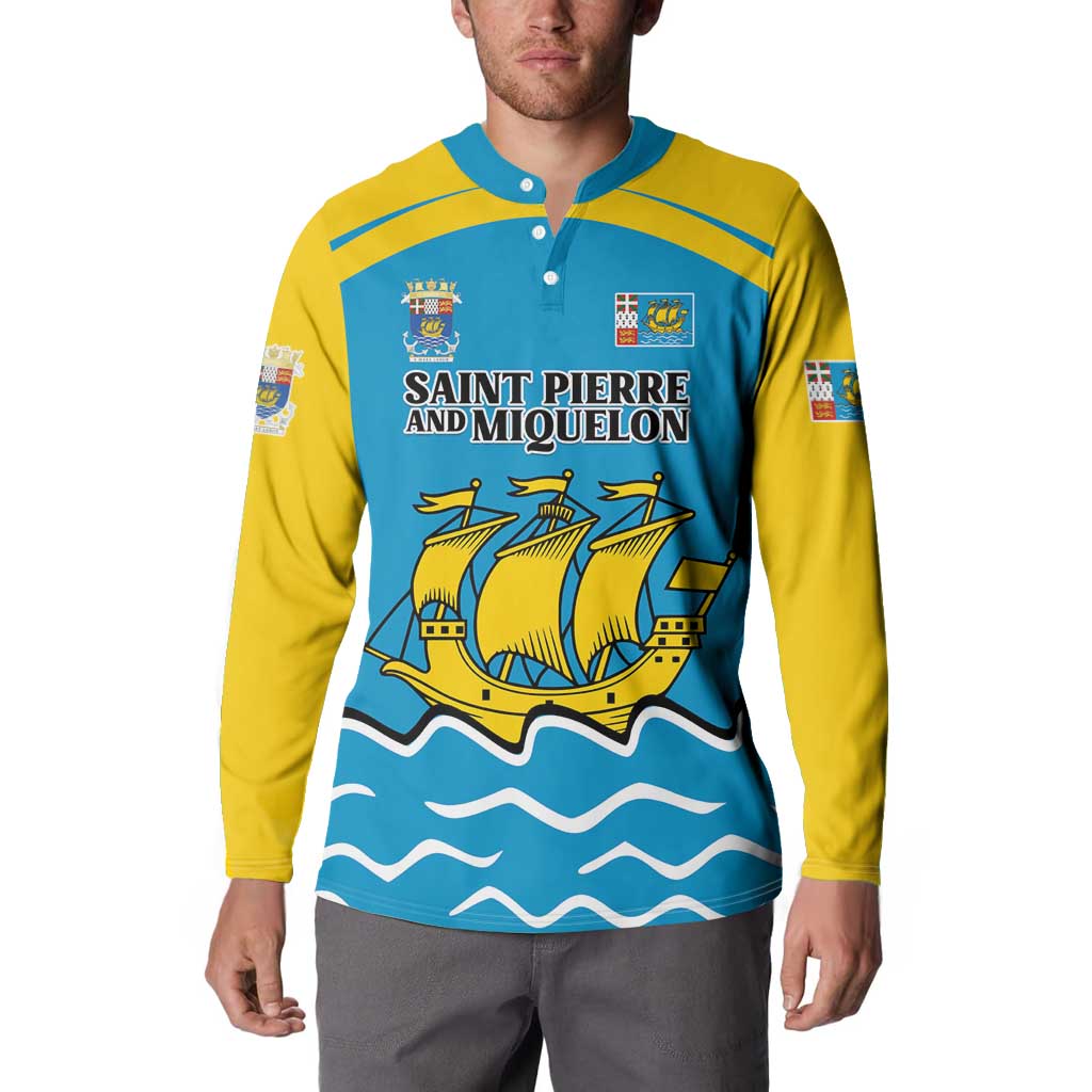 Personalized Saint Pierre and Miquelon Button Sweatshirt A Mare Labor - Wonder Print Shop