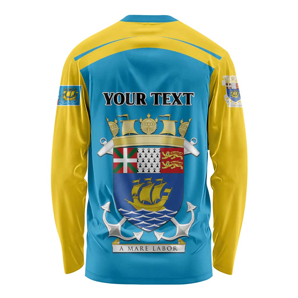 Personalized Saint Pierre and Miquelon Long Sleeve Shirt A Mare Labor - Wonder Print Shop