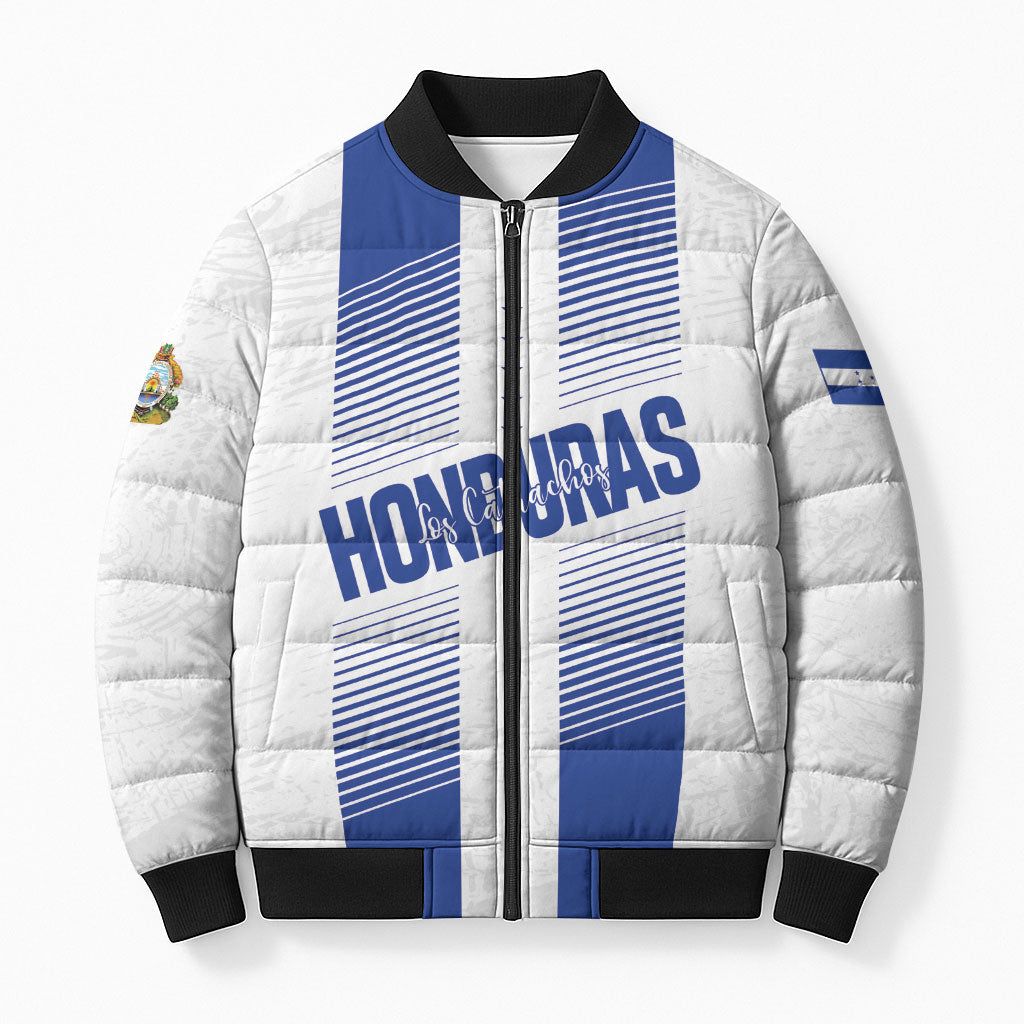 Custom Honduras Football Bomber Puffer Jacket Vamos Los Catrachos