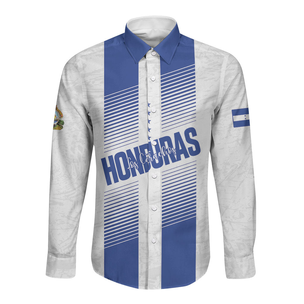 Custom Honduras Football Long Sleeve Button Shirt Vamos Los Catrachos