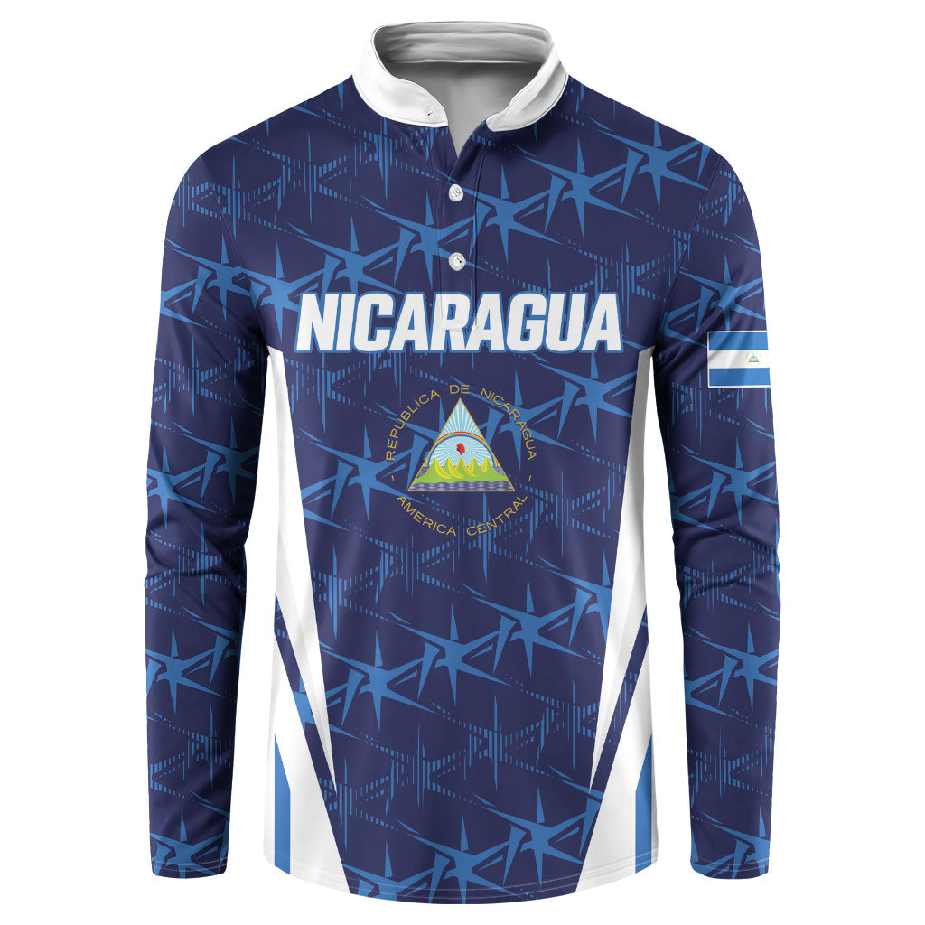 Custom Nicaragua Football Button Sweatshirt La Azul y Blanco