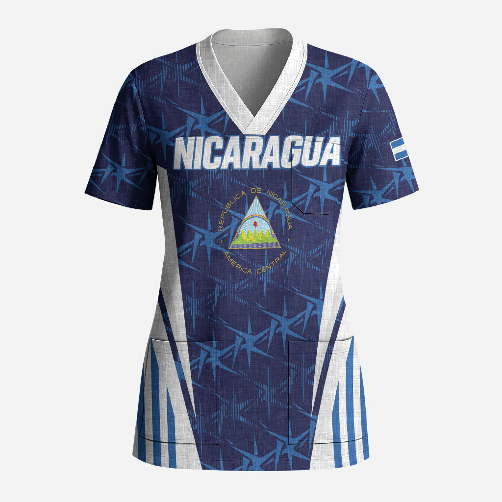 Custom Nicaragua Football Scrub Top La Azul y Blanco