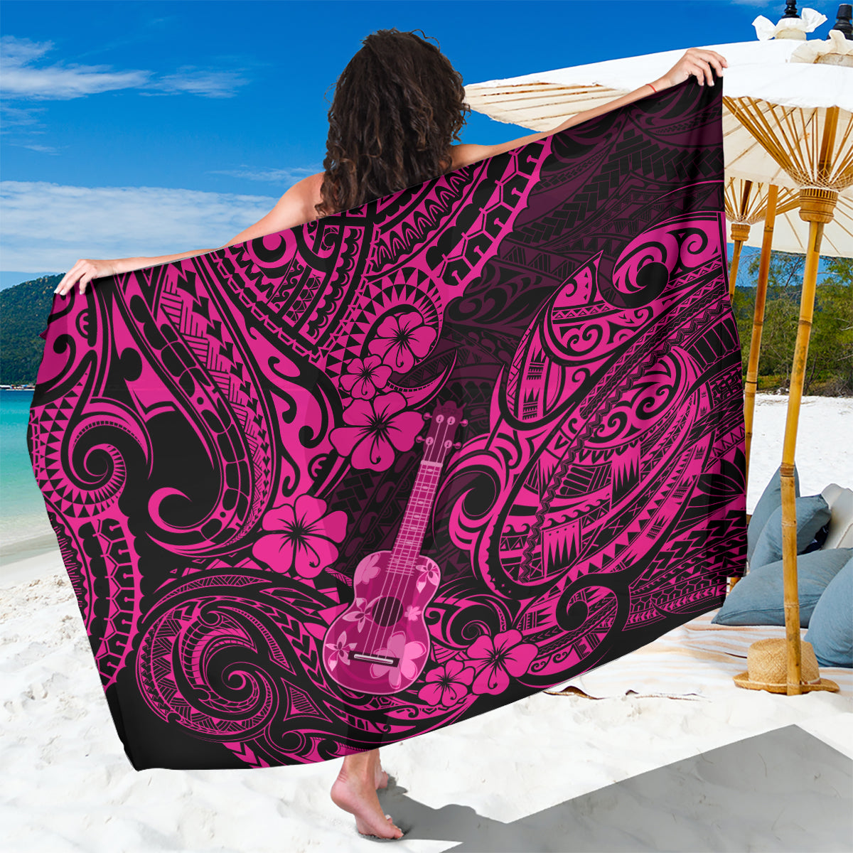 hawaii-ukulele-sarong-polynesian-pattern-pink-version