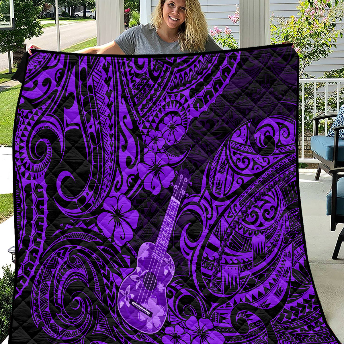 hawaii-ukulele-quilt-polynesian-pattern-purple-version