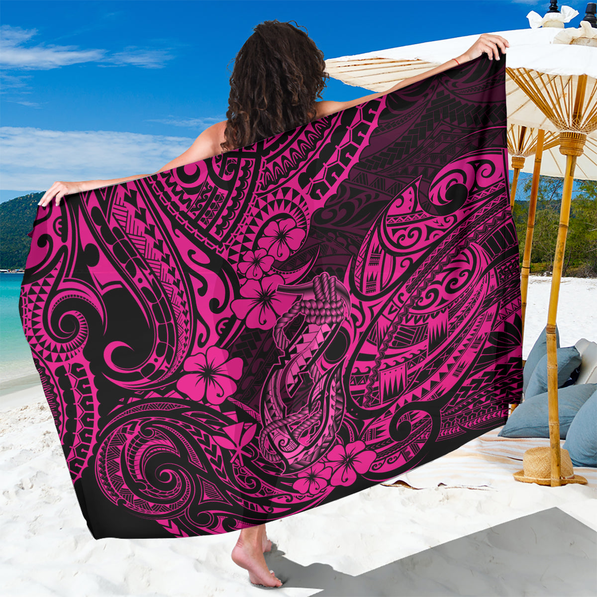 hawaii-fish-hook-sarong-hibiscus-hawaii-tribal-tattoo-pink-version