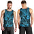 Hawaii Fish Hook Men Tank Top Hibiscus Hawaii Tribal Tattoo Sky Blue Version - Wonder Print Shop