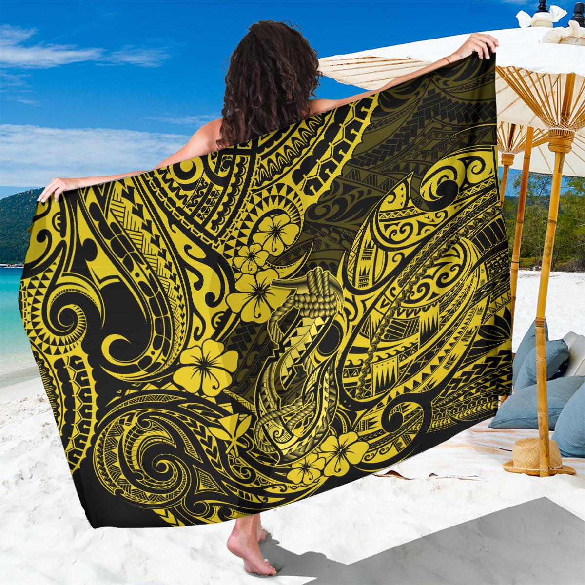 hawaii-fish-hook-sarong-hibiscus-hawaii-tribal-tattoo-yellow-version