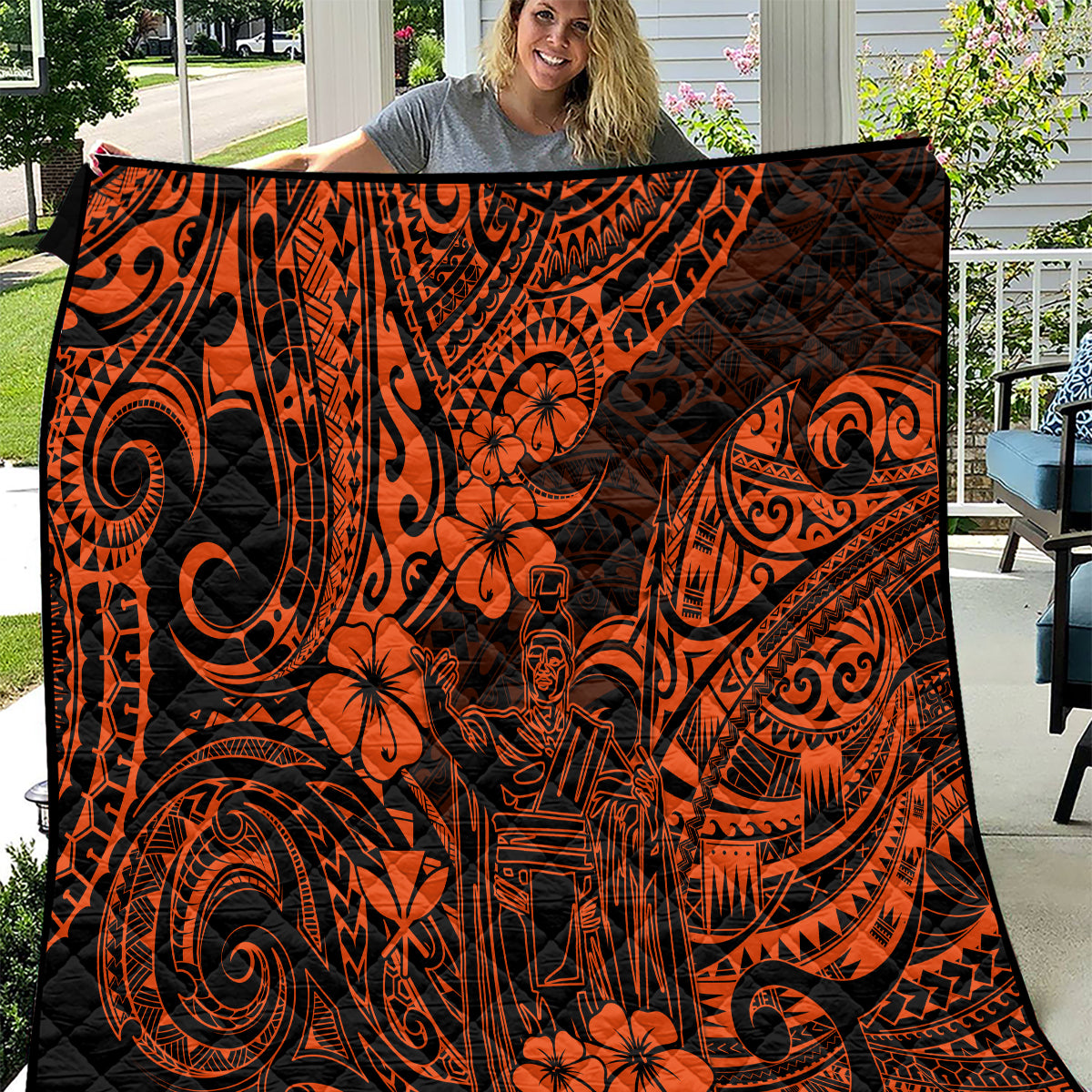 hawaii-king-kamehameha-quilt-polynesian-pattern-orange-version