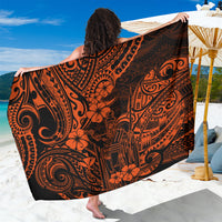 Orange and black Polynesian patterned sarong with wide wrap design.
