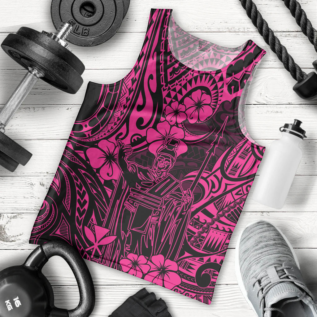 Hawaii King Kamehameha Men Tank Top Polynesian Pattern Pink Version - Wonder Print Shop