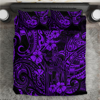 Purple Polynesian patterned bedding set with king-size duvet and matching pillowcases