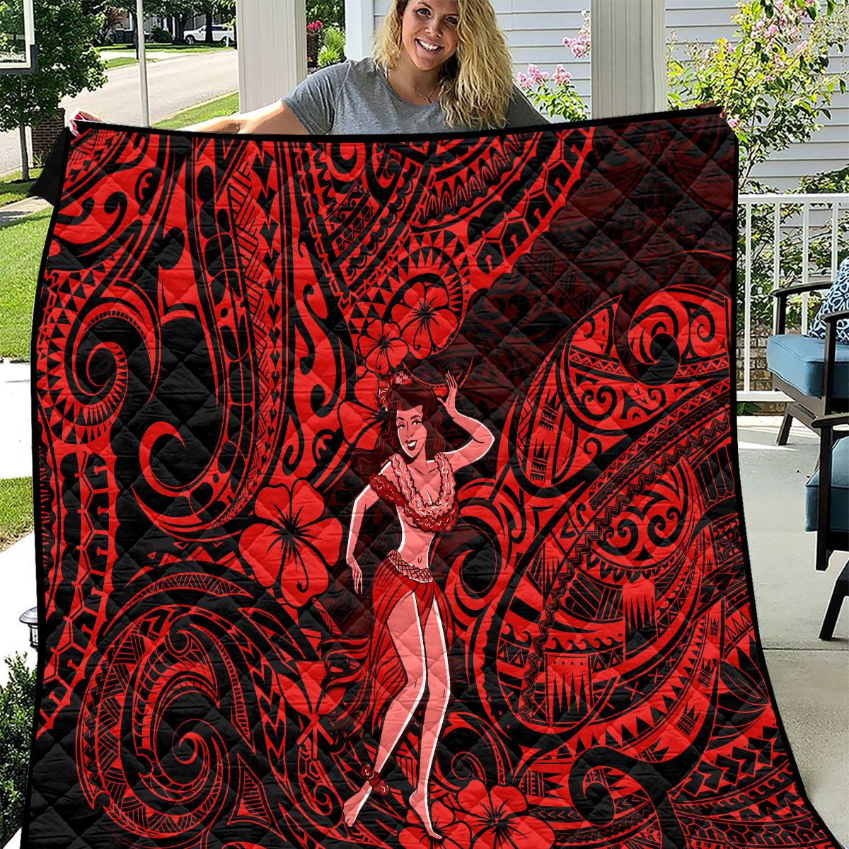 hawaii-hula-girl-quilt-hibiscus-hawaii-tribal-tattoo-red-version