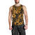 Hawaii Pineapple Men Tank Top Paradise Flowers Pacific With Gold Polynesian Tribal - Wonder Print Shop