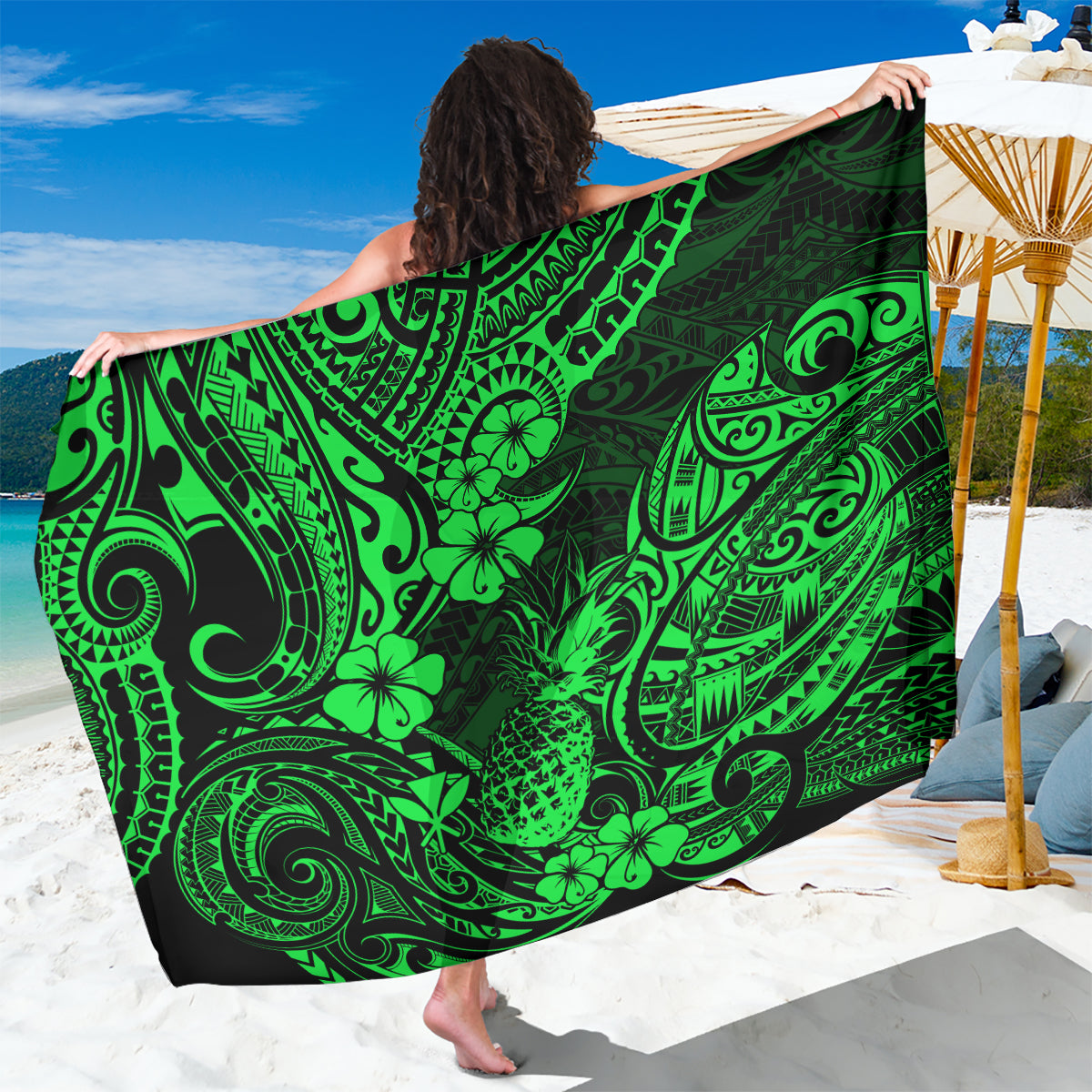 hawaii-pineapple-sarong-paradise-flowers-pacific-with-green-polynesian-tribal