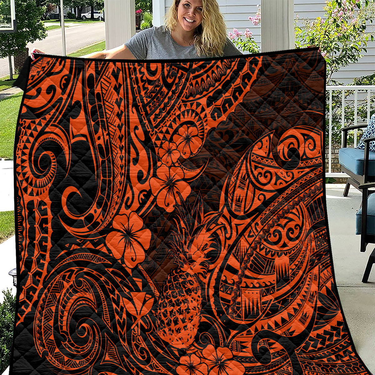 hawaii-pineapple-quilt-paradise-flowers-pacific-with-orange-polynesian-tribal