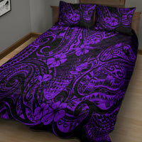 Purple and black Polynesian pineapple quilt with matching pillow shams