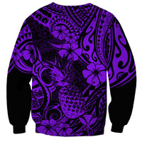 Unisex crewneck sweatshirt with full-print purple pineapple and tropical floral pattern