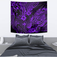 Purple Polynesian pineapple tapestry wall hanging featuring detailed tribal motifs