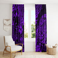 Purple pineapple and floral swirl curtain pair, room-side window drape set