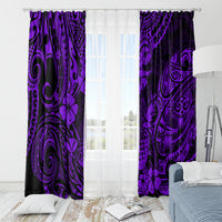 Purple and dark-pattern pineapple window curtains with floral swirls, two-panel set