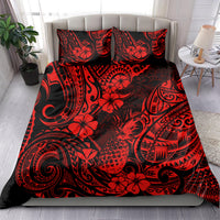 Red and black pineapple tribal bedding set with matching pillow shams and floral cover
