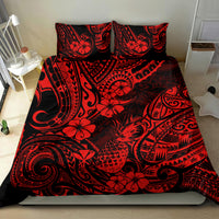 Red and black pineapple tribal bedding set with coordinated pillow shams and patterned cover