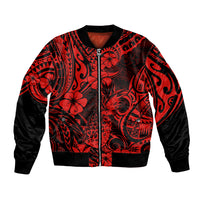 Red and black bomber jacket with zip front, ribbed collar and cuffs, tropical floral print