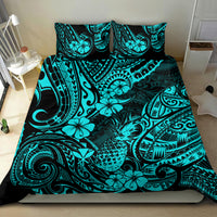 Turquoise pineapple floral duvet cover set with ornate tribal swirl pattern