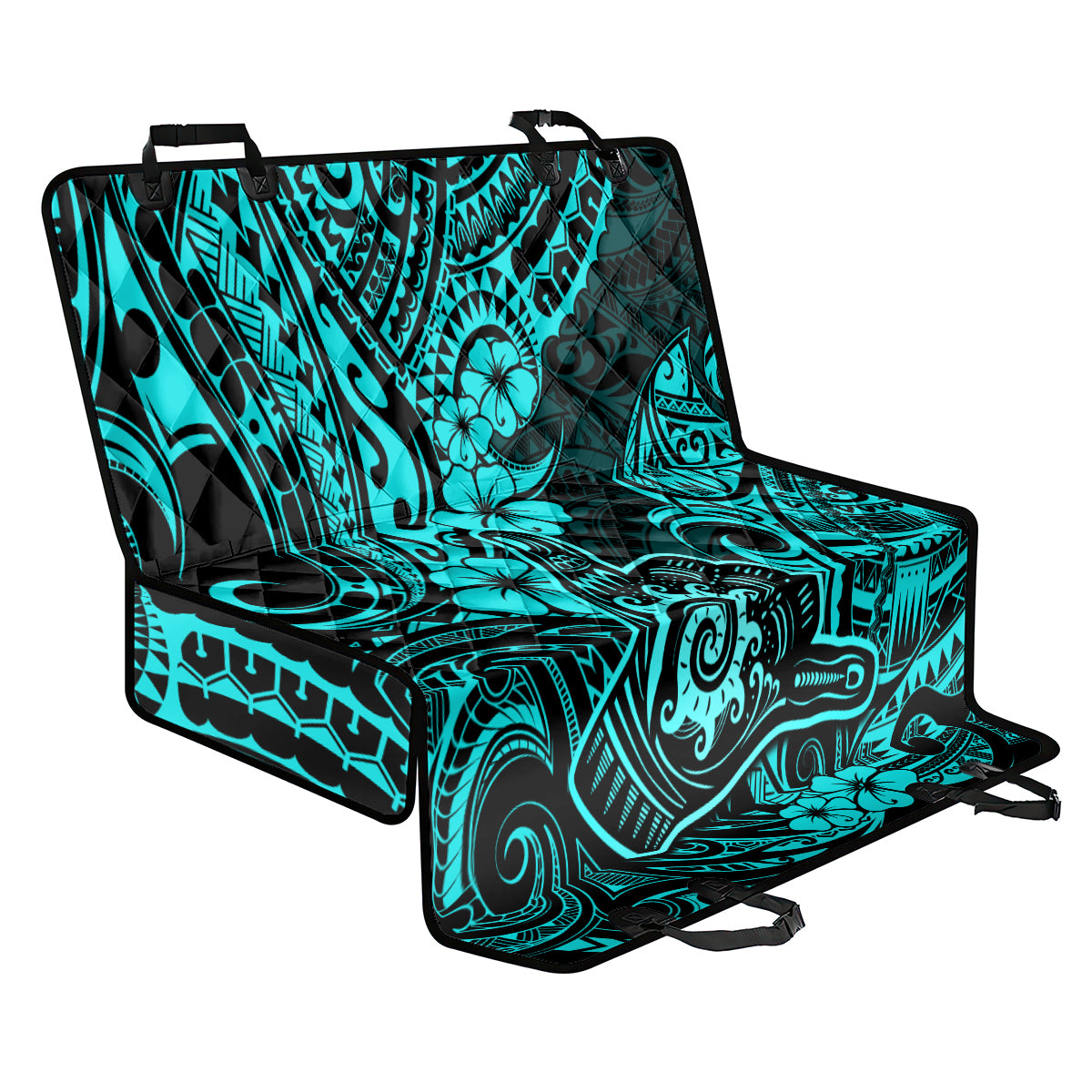 hawaii-shaka-sign-back-car-seat-cover-polynesian-pattern-turquoise-version