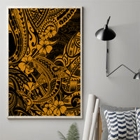 Gold Polynesian shark canvas wall art, unframed