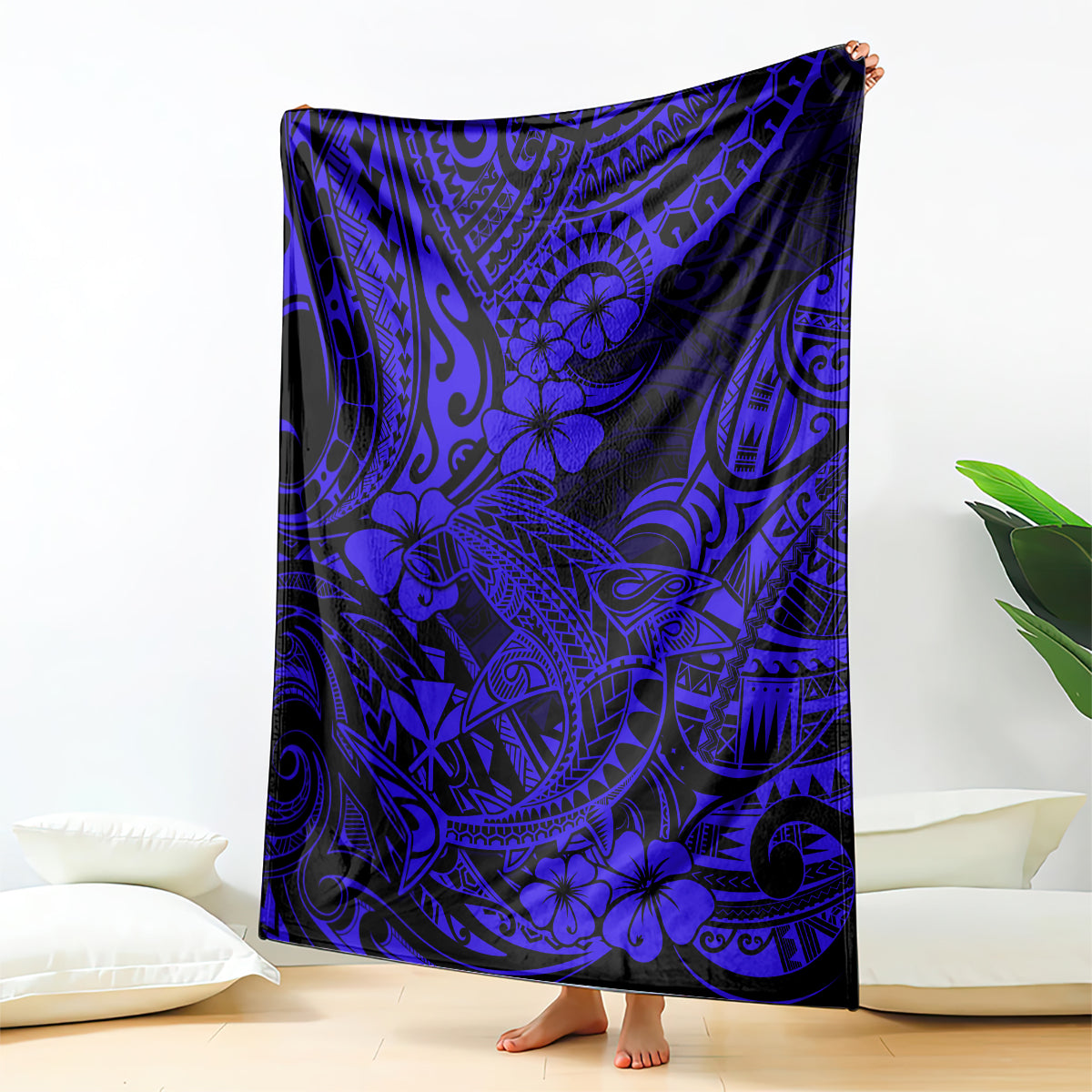 hawaii-shark-blanket-polynesian-pattern-navy-blue-version