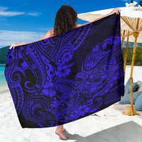 Navy wrap sarong with bold blue Polynesian shark-inspired pattern