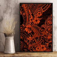 Orange Polynesian shark canvas wall art in black frame