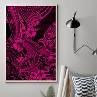 Pink Polynesian shark canvas wall art, bold tribal linework pattern, unframed