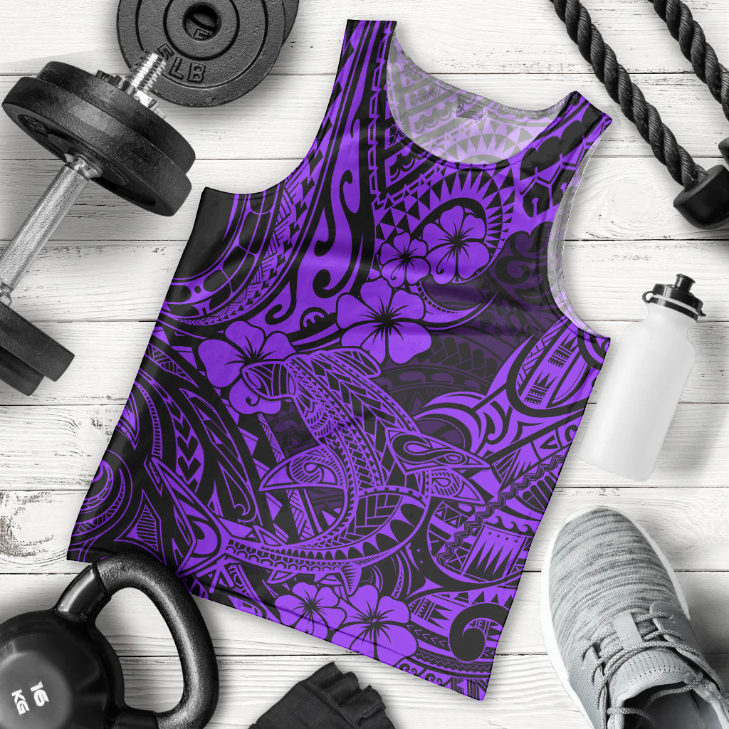 Hawaii Shark Men Tank Top Polynesian Pattern Purple Version - Wonder Print Shop