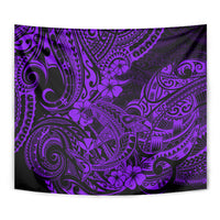 Purple Polynesian pattern tapestry with swirling tribal design, square wall hanging