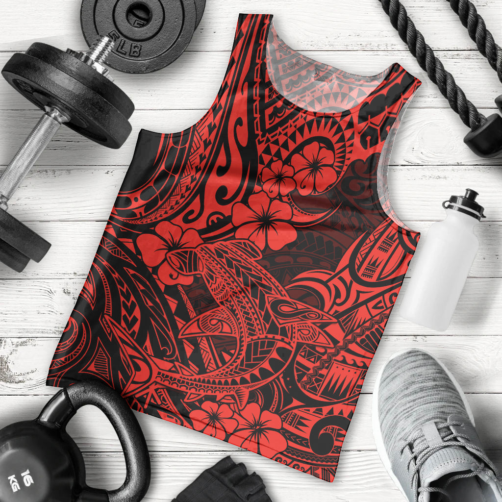 Hawaii Shark Men Tank Top Polynesian Pattern Red Version - Wonder Print Shop