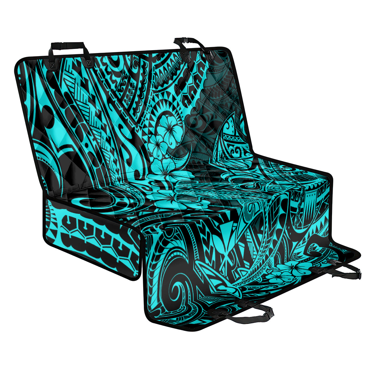 hawaii-shark-back-car-seat-cover-polynesian-pattern-turquoise-version