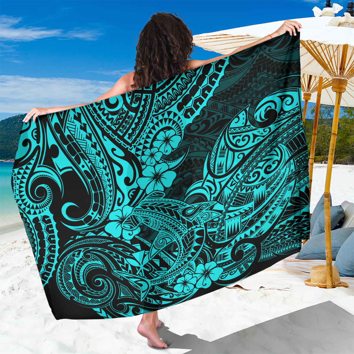 hawaii-shark-sarong-polynesian-pattern-turquoise-version